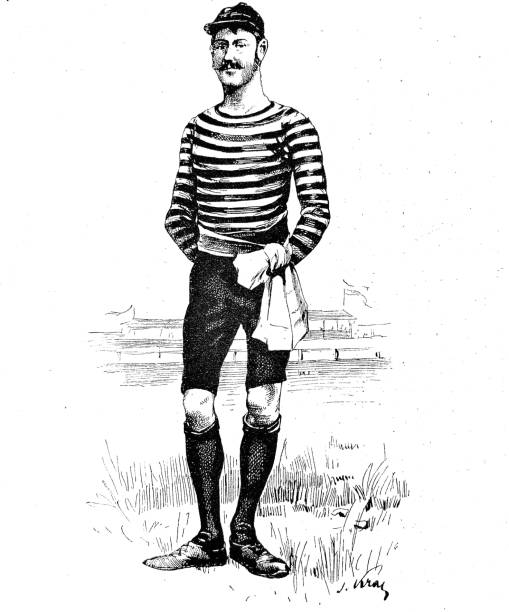 Dress of the bike champion, portrait, full length Illustration from 19th century cycle racing stock illustrations