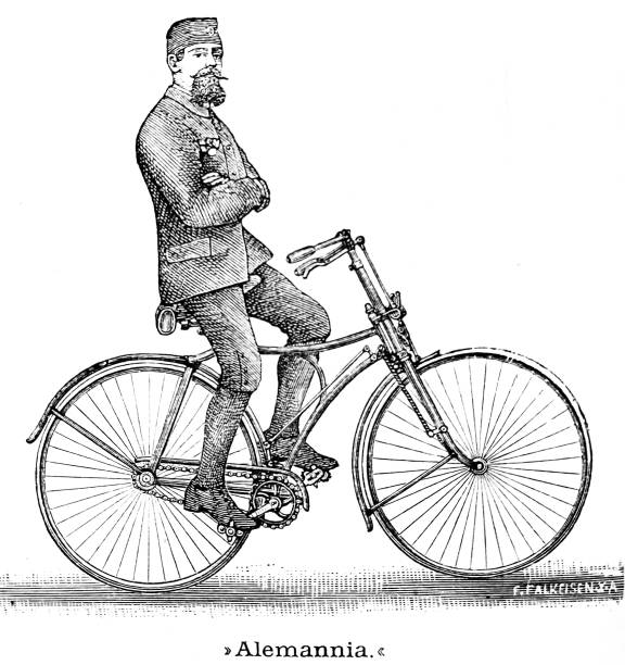 ilustrações de stock, clip art, desenhos animados e ícones de bicyclist side view, safety bicycle - bicycle chain bicycle tire black and white