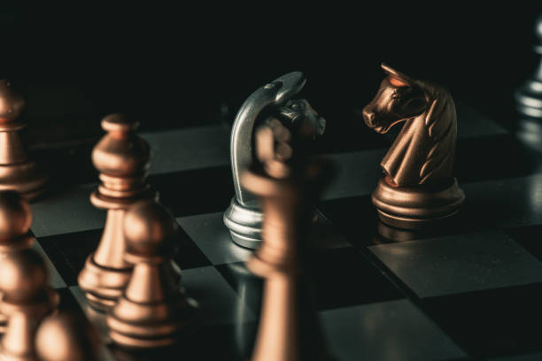 istock Chess board game. Strategy ideas concept business futuristic graphic icon. 1258099888