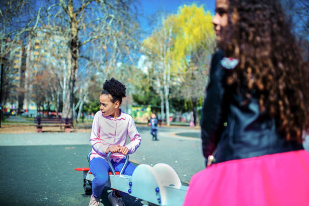 Swing balancer close-up on the playground outdoor