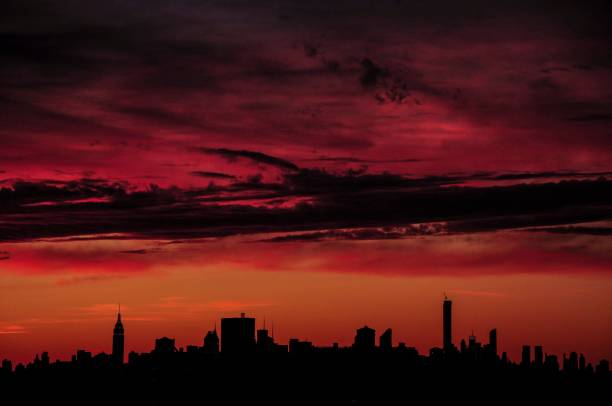 istock NYC Skyline in red sunset 1258106884