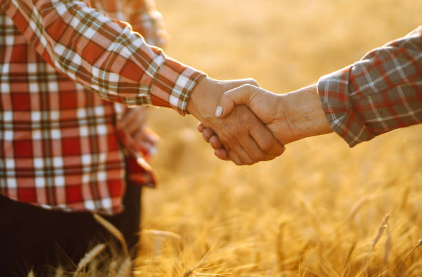 istock Handshake of  two farmer. 1258112633