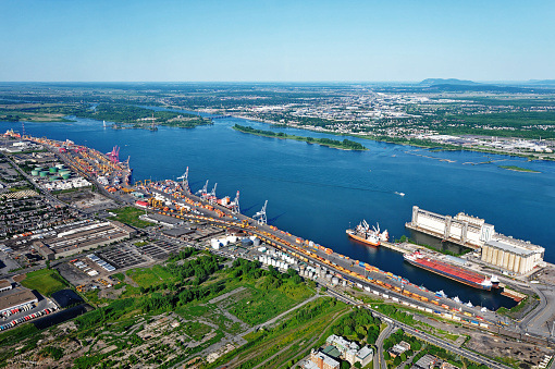 Aerial view of the eastern section of the Port of Montreal