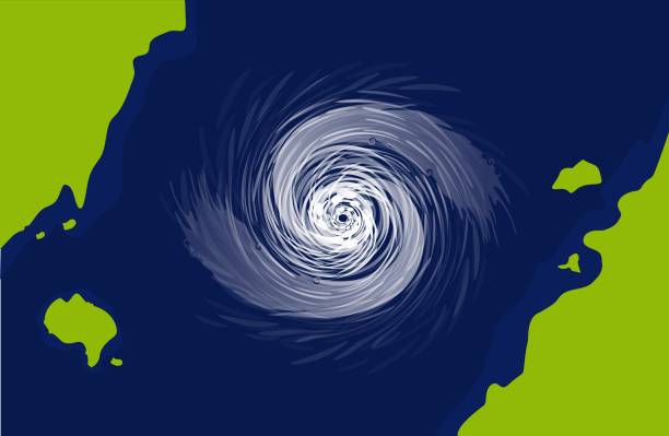 istock Hurricane view from space. Huge dangerous cyclone between continents tropical spiral tornado. 1258115093