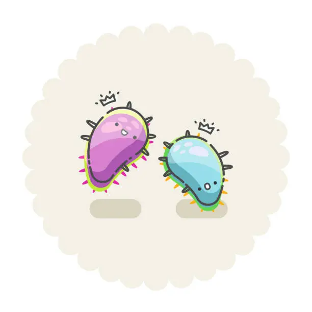 Vector illustration of Vector illustration of coronavirus bacteria cute cartoon character, little monster.