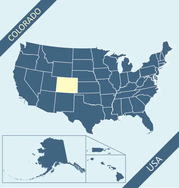 Vector illustration of Colorado highlighted on USA map