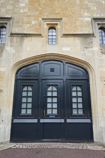 istock Old  wooden classic door. 1258121428