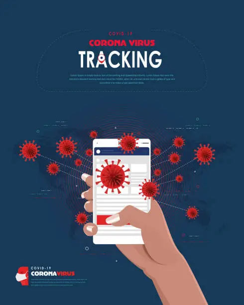 Vector illustration of Tracking coronavirus outbreak and people's location stock illustration