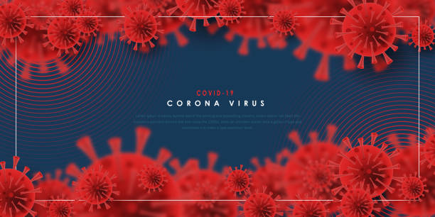 벡터 코로나 바이러스 빨간색과 파란색 배경 스톡 일러스트 - 바이러스 배출 stock illustrations