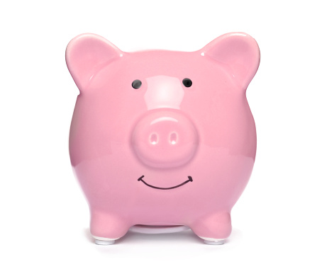 Pig piggy bank isolated on white background