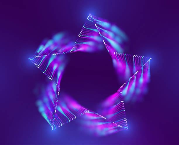 istock Star vector neon frame. Twisted star frame with trail and fog background. Spin superstar plume. Particle vortex. 1258123577