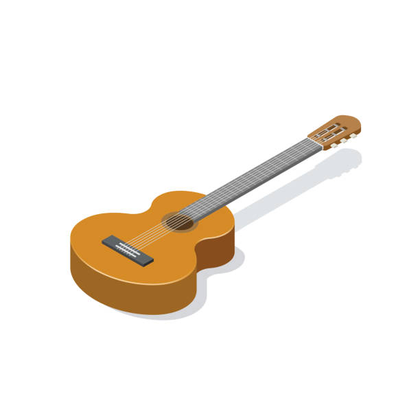 ilustrações de stock, clip art, desenhos animados e ícones de vector isometric guitar  music instrument - classical greek audio