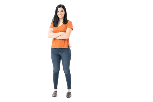 istock Beautiful Young Woman Against White Background 1258125331