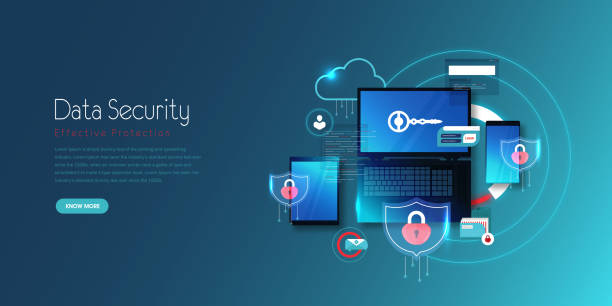 Isometric Protection network security and safe your data concept. Web page design templates Cyber security. Isometric Protection network security and safe your data concept. Web page design templates Cyber security. Digital crime by an anonymous hacker. Vector illustration. cyber security awareness stock illustrations