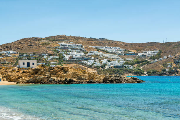 istock Elia beach, view from Agrari beach, Mykonos island, Greece 1258126607