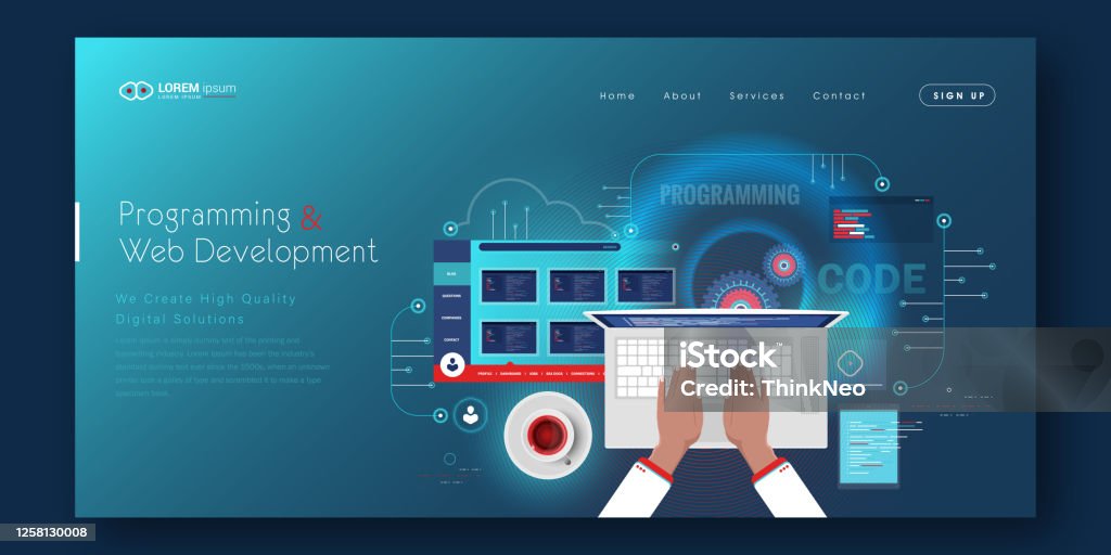 Software Web Development Programming Concept Abstract Programming ...