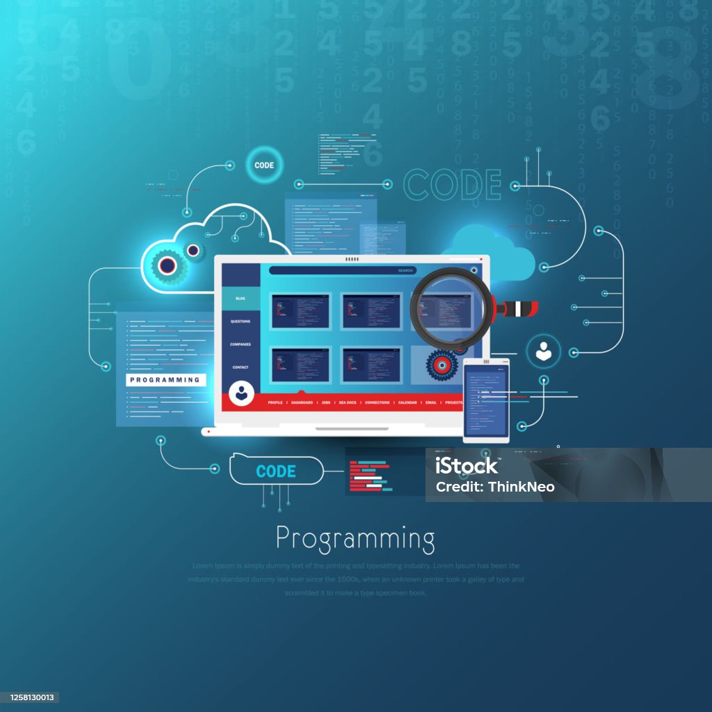 Codigo Programatico Vetores de Conceito De Codificação E Programação Com Ilustração ...