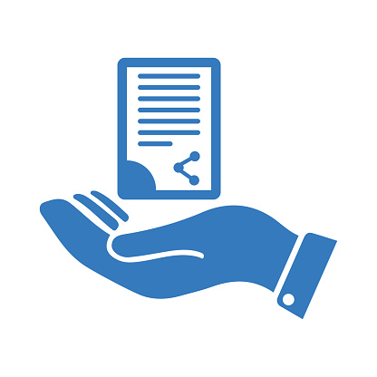 Document handover icon. Use for commercial, print media, web or any type of design projects.