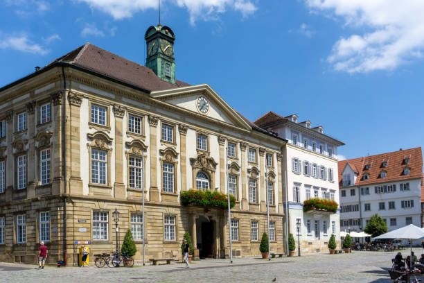 view of the town square and town hall in Esslingen Esslingen, BW / Germany - 21 July 2020: view of the town square and town hall in Esslingen reutlingen photos stock pictures, royalty-free photos & images