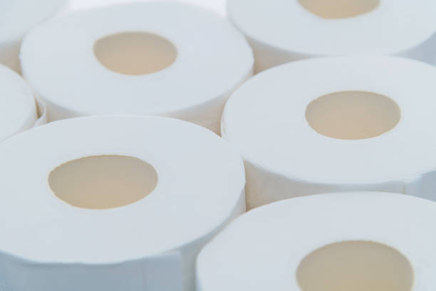 istock Close up of  white tissue paper rolls 1258134487