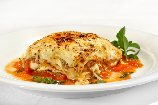 lasagna bolognese on the plate
