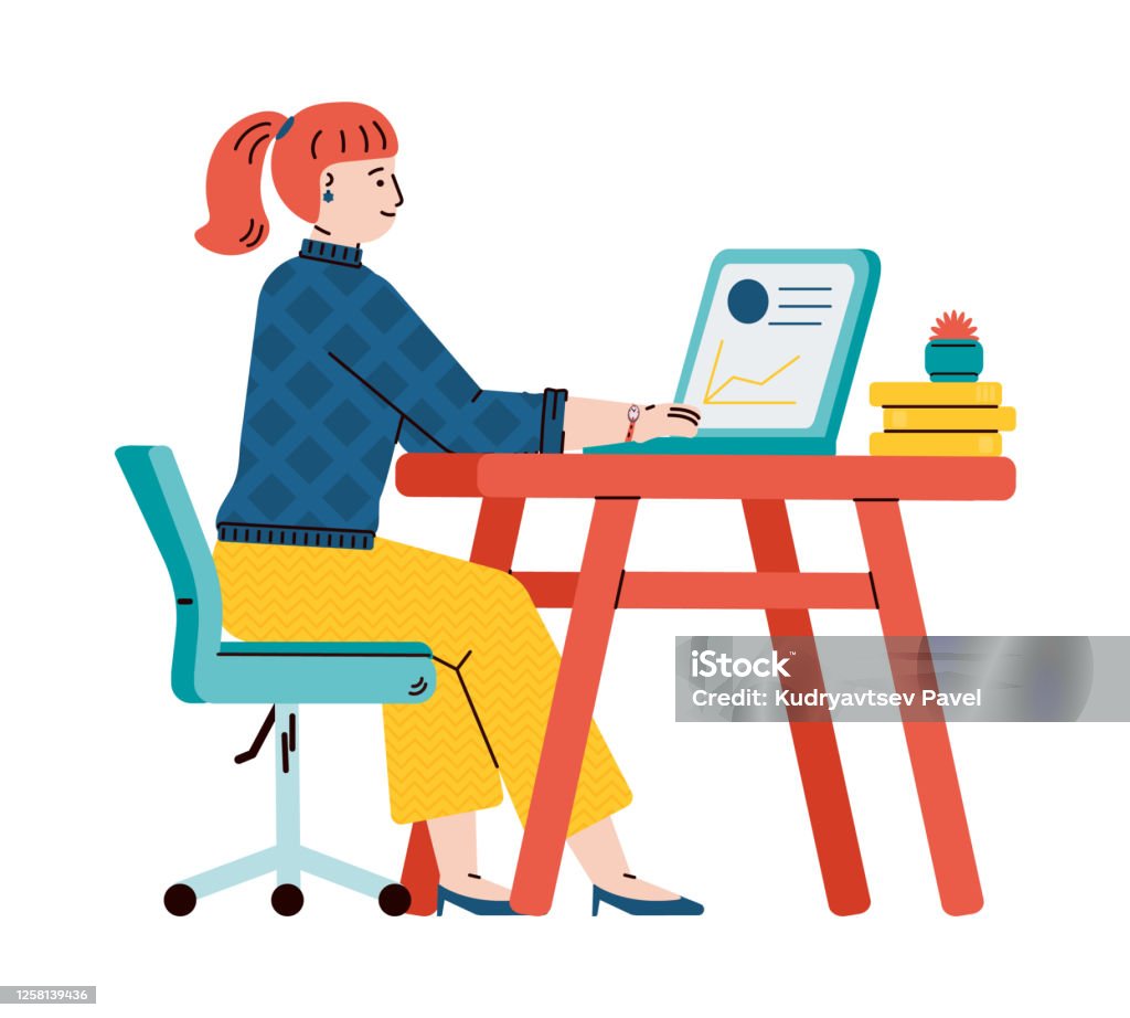 Girl Student Or Teen Gets Online Education Cartoon Vector Illustration  Isolated Stock Illustration - Download Image Now - iStock