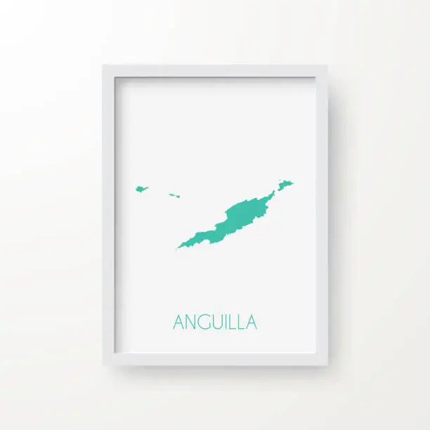 Vector illustration of Anguilla map in a frame on white background