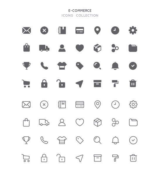Set of e-commerce user interface vector icons. Editable stroke & flat design.