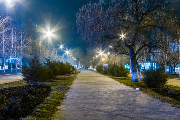 istock Night street in the city. 1258147370