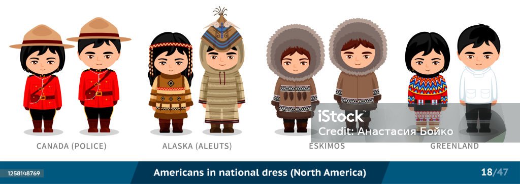 Ilustración de Canadá Esquimales Groenlandia Hombres Y Mujeres Vestidos De  Nacionalidad Conjunto De Personas Con Ropa Étnica y más Vectores Libres de  Derechos de Inuit - iStock