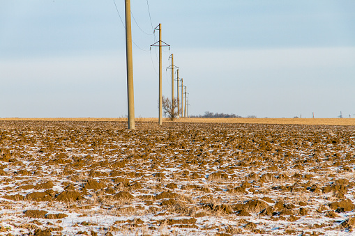 A field in the snowless Ukrainian steppe
