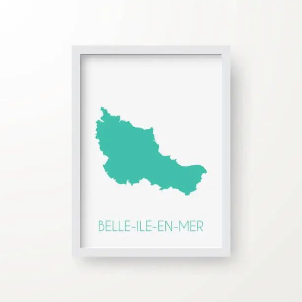 Vector illustration of Belle-Ile-en-Mer map in a frame on white background