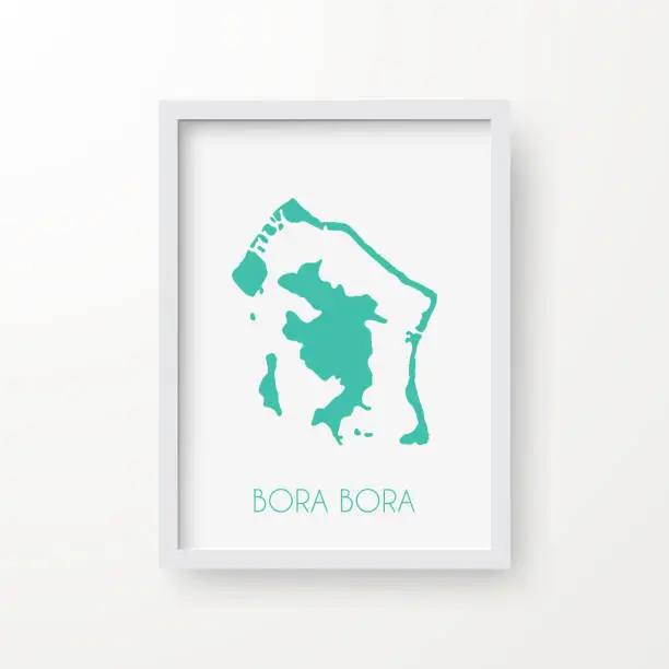 Vector illustration of Bora Bora map in a frame on white background