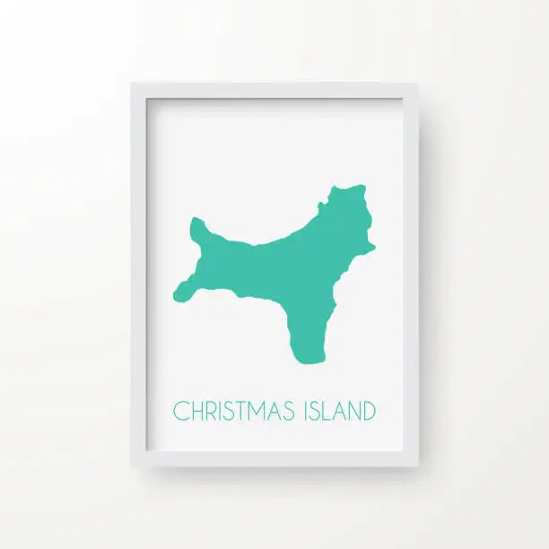 Vector illustration of Christmas Island map in a frame on white background