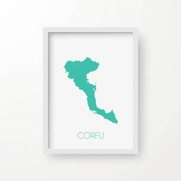 Vector illustration of Corfu map in a frame on white background