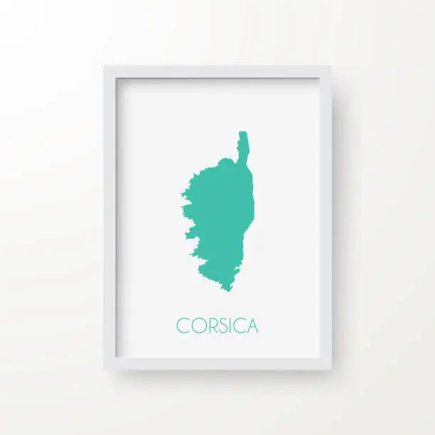 Vector illustration of Corsica map in a frame on white background