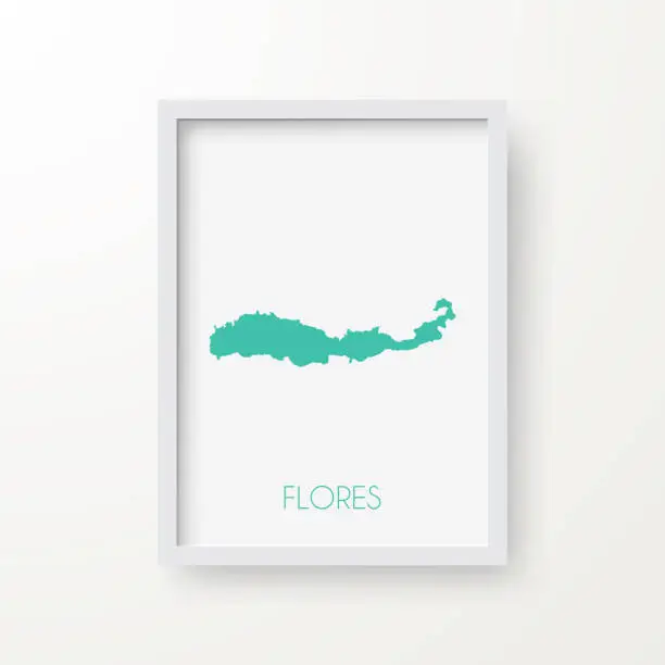 Vector illustration of Flores map in a frame on white background