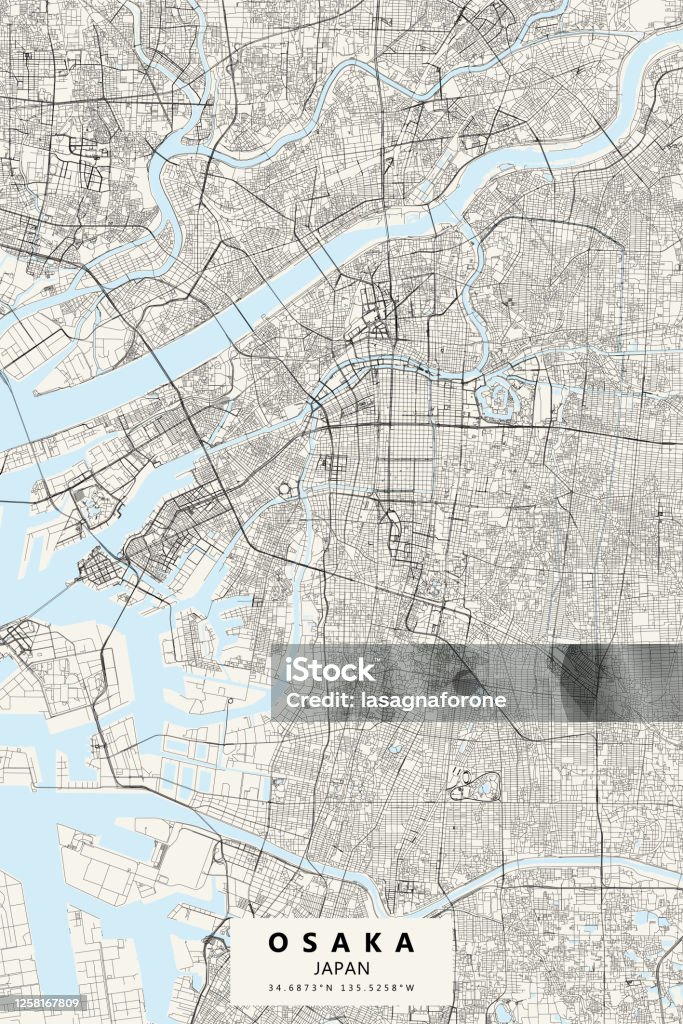 Osaka, Japan Vector Map - Royalty-free Mapa arte vetorial