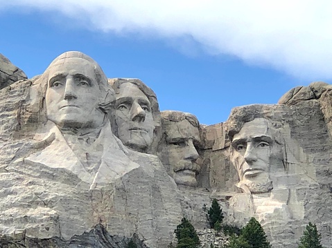 A close-up of Mount Rushmore