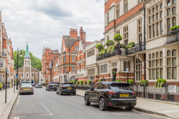 A typical view in Mayfair June 2020. London. Grosvenor Chapel Mayfair London England Mayfair stock pictures, royalty-free photos & images