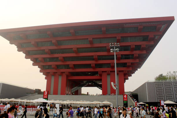 Shanghai, P.R.China - June, 23 2010: Shanghai Expo 2010 China Pavilion.\n\nLots of tourists were observed.