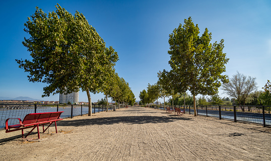 Lake in Bicentenario Park of Cerrillos commune in Santiago de Chile