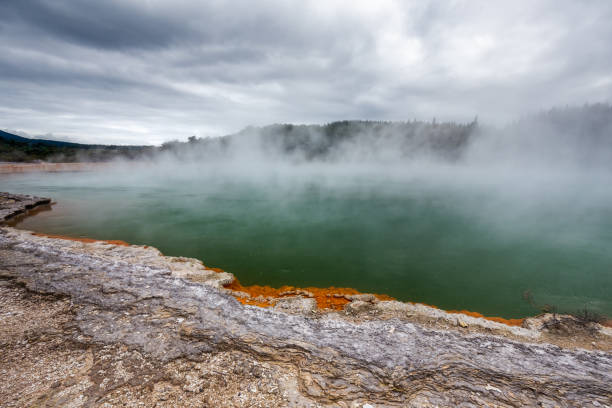 puntos de vista en nueva zelanda - new zealand geyser champagne park fotografías e imágenes de stock