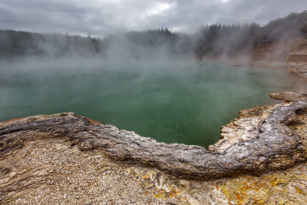 взгляды новой зеландии - new zealand geyser champagne park стоковые фото и изобр�ажения