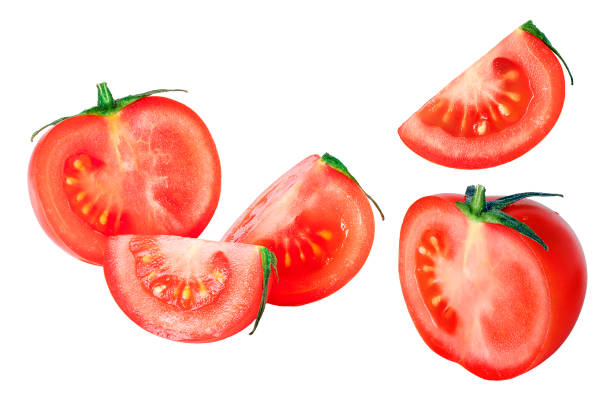 istock Tomato set. Tomatoes isolated on white background. Half, slice food. 1258283010
