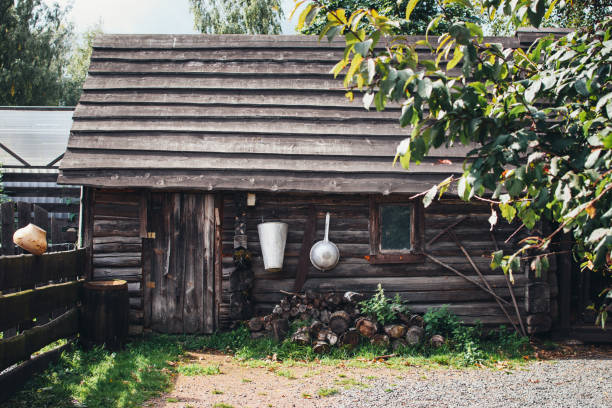 istock Wooden village house. 1258284203