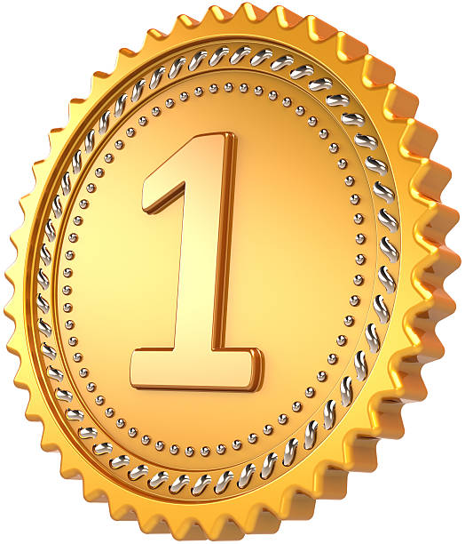 istock Golden medal first place badge 125830254