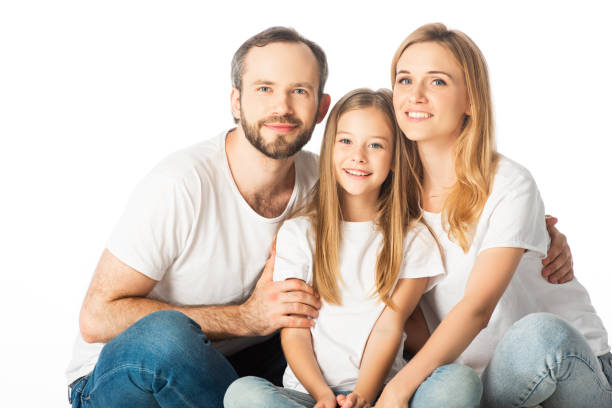 istock happy family embracing isolated on white 1258304313
