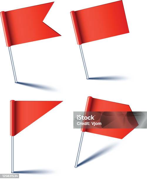 Czerwone Flagi Pin - Stockowe grafiki wektorowe i więcej obrazów Flaga - Flaga, Wprowadzenie PIN-u, Ikona znacznika mapy