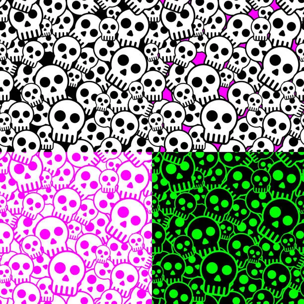 Vector illustration of Two credit seamless skull  background